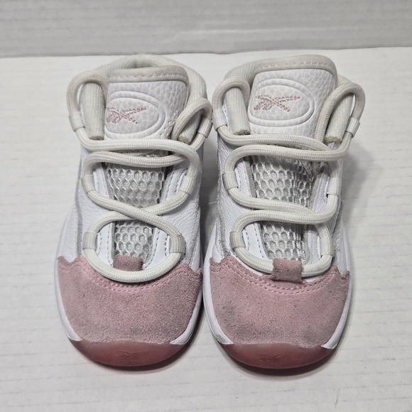Toddler Reebok Question Mid 'Pink Toe' Allen Iverson White/Pink Sneakers Sz 7 - Picture 7 of 8